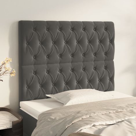 Lot de 2 Têtes de lit,Panneau de lit,Pour Lit adulte,Décoration murale Gris foncé 90x7x78/88 cm Velours XZZ996141 (1/5)