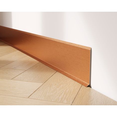 Battiscopa decorativo in acciaio inossidabile per parete e muro - 10 cm x 270 cm - Rame Satinato