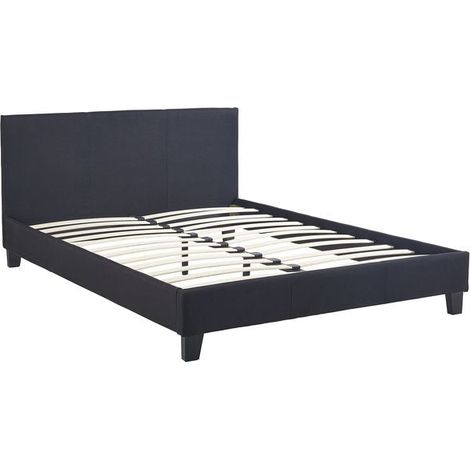 Lit 2 places 160x200 cm KELIA tissus Gris sommier inclus
