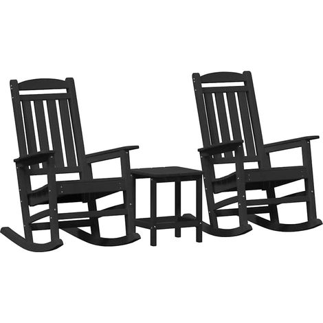 Maison Exclusive - Sedia a dondolo 3 pcs Nero Polietilene