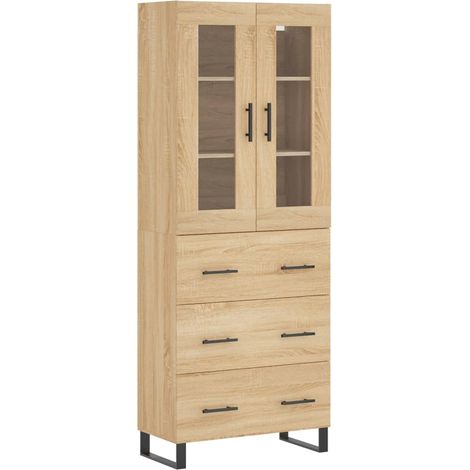 Buffet，Bahut，Meuble de Rangement haut Chêne sonoma 69,5x34x180 cm Bois d'ingénierie CFW49921 (1/5)