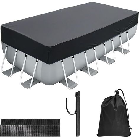 Rectangular Pool Cover 220 x 150 cm, 210D Oxford Fabric, Ideal Dirt Protection, UV Resistant, Rectangular Frame Pools (1/3)