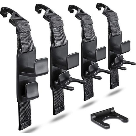 Magic Hanger Kopfstützenhalter-Organizer Autohaken für die Rückseite des Sitzes zum Aufhängen von Handtaschen und Einkaufstaschen 4er-Pack Matt (1/4)