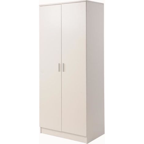 2 Door Wardrobe With Hanging Rail And Shelf Bedroom Storage - White (1/5)