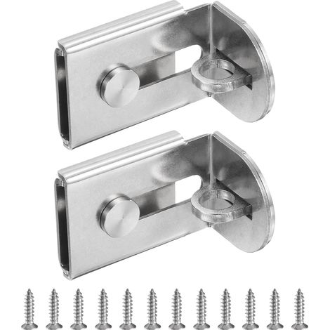 2Pcs Verrou Coulissant 2.39" serrure de sûreté À 90 Degrés Argent (1/5)