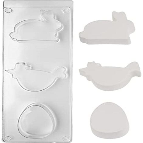 moule plastique: Poule, lapin, œuf motif env. 5-8cm transparent, 36071000