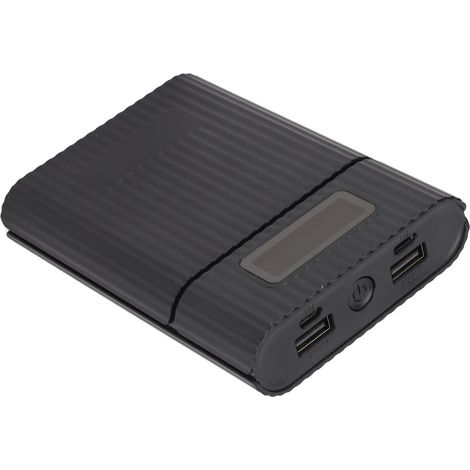 Batterieaufbewahrungsbox für 4 x 18650-Akkus mit LED-Anzeige und Micro-USB-Anschluss – Schwarz