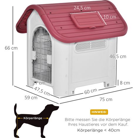 Niche extérieure pour petit chien rouge étanche avec lucarne toit porte, bonne circulation de l’air, abri résistant aux intempéries pour jardin balcon (1/5)