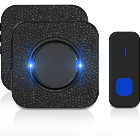 Sonnette extérieure sans fil étanche, portée de 300 m et sonnette avec flash LED, sonnette sans fil pour bureau.-AquaForge