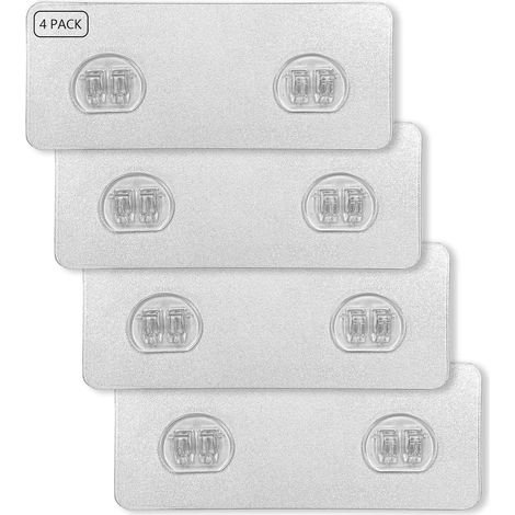 Lot de 4 - Autocollant - Support Douche - Fixation Adhésive - Installation Sans Perçage Pour Salle De Bain - Transparent - 5cm x 5cm (1/5)
