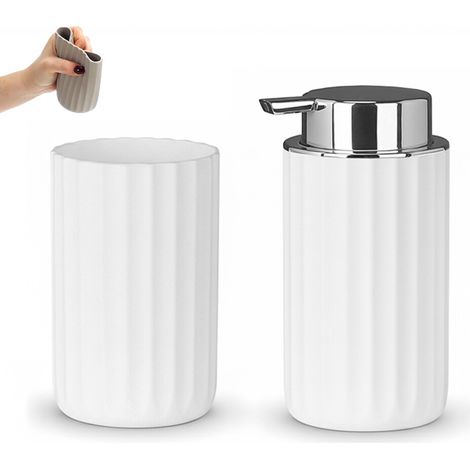Set accessori bagno da due pezzi in gomma termoplastica bianca - Gummy