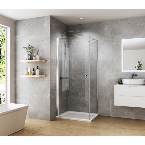 Heilmetz Duschkabine 80x90 cm Duschabtrennung Duschtür Pendeltür mit Seitenwand Dusche Schwingtür Duschwand 6mm Sicherheitsglas mit Nano Beschichtung Höhe 185cm (1/5)