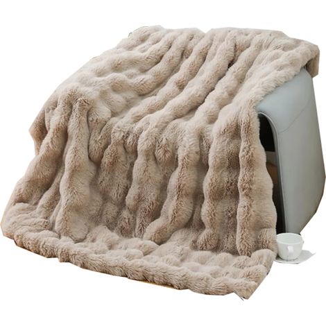 Couverture en fausse fourrure - Couverture moelleuse et luxueuse pour canapé et lit - Lavable en machine - 152 x 178 cm - Gris A175 (1/5)