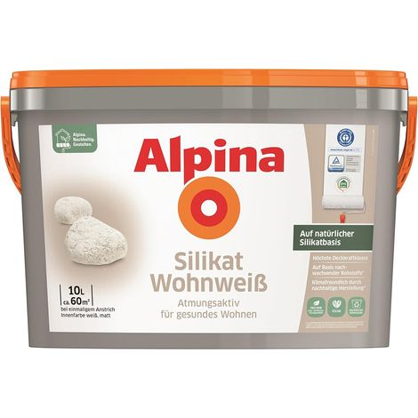 Alpina Silikat Wohnweiß 10,0 Ltr. Innenfarbe auf natürlicher Silikatbasis