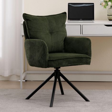 Wahson Office Chair in Corduroy Fabric Thick Padded Modern Comfy Swivel Desk Chair with High Backrest for Home Office, Green (1/5)
