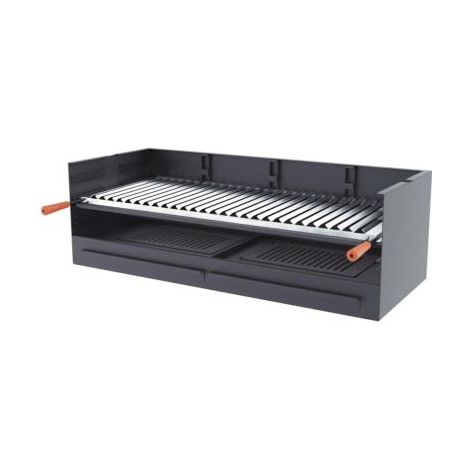Fm Calefaccion – Barbecue portable au charbon et bois 100 cm – Grille INOX réglable 3 hauteurs – Double grille fonte – Peinture anticalorique 800ºC (1/3)