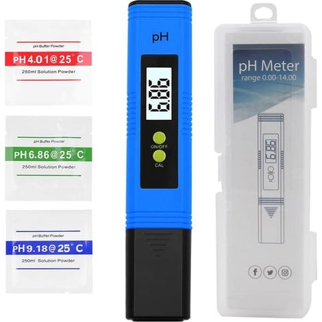 pH-Wasserqualitätsmessgerät, Messbereich 0–14, hohe Genauigkeit 0,01, geeignet für Hydrokulturwasser im Haushalt, blau