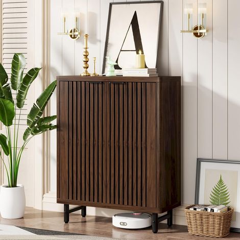 Tribesigns 6-Tier Retro Schuhschrank für Schlafzimmer Flur Wohnzimmer, 24 Paar Schuhe Lagerung mit Türen, verstellbare Regale (1/5)