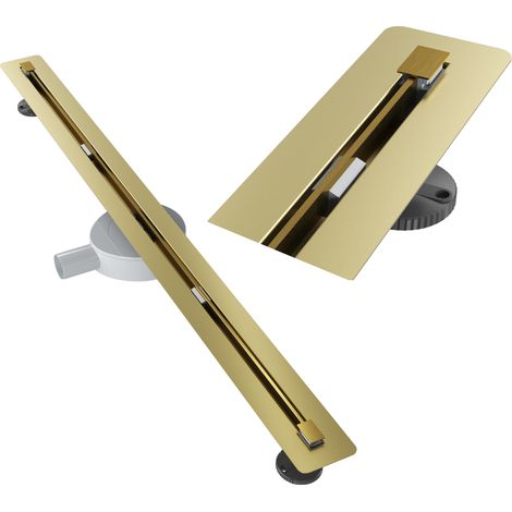 Caniveau de Douche Linéaire 100 cm en Acier Inoxydable Or avec Siphon ABS - Granitan Luno