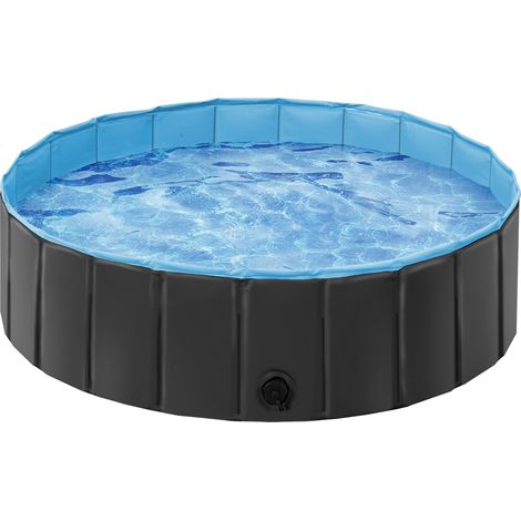 Yaheetech Piscine Pliable Bassin de Baignade Portable Bain pour Chien/Chat Animal Extérieur Intérieur Antidérapant avec Patchs de réparation Brosse M - 100 x 30 cm Noir