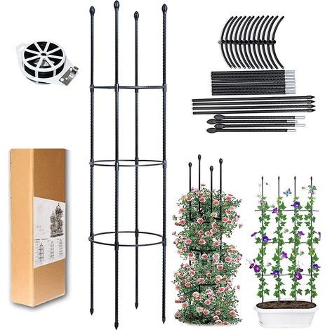 LAN Gartenobelisk, Rankhilfe für Kletterpflanzen, Blumenspalier in Turmform, Gartenbogenstütze für Rosen und Kletterpflanzen, geeignet für Garten, Balkon (143 cm) (1/5)