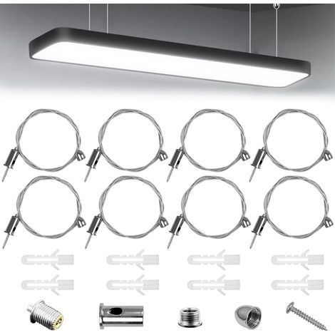 8 Kit Câble, Acier 1.5mm, Suspension Luminaire Réglable, Panneau LED, Intérieur (1/5)