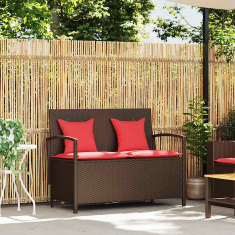 Banc de rangement de jardin avec coussin marron polyrotin (1/5)