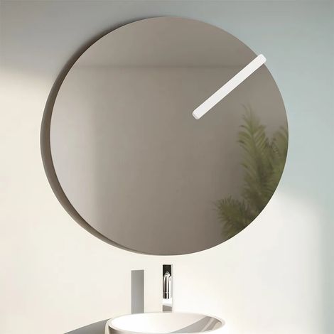 Specchio tondo 80 cm a filo lucido con lampada a LED da 26 cm (1/5)