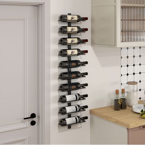 Casier à vin mural pour 10 bouteilles, en acier, noir OKMYHOME (1/5)