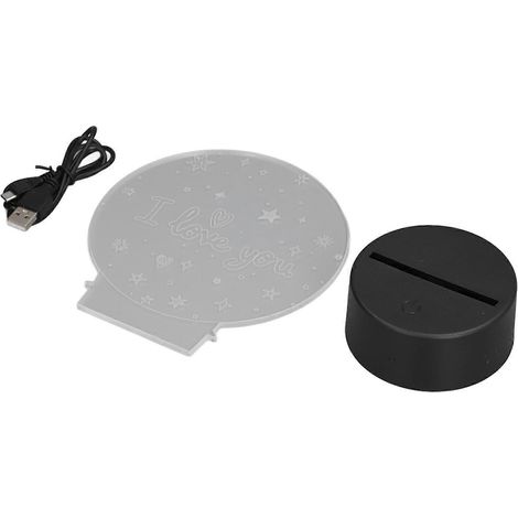 Veilleuse 3D colorée, lampe de nuit 3D en acrylique, alimentée par USB, idéale pour un mariage. (1/4)