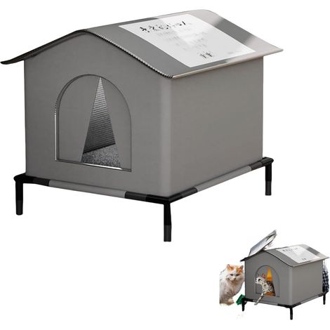 Maison pour Chat extérieur Hiver, Niche pour Chat Exterieur isolée Hiver, abri pour Chat Exterieur avec cabane,