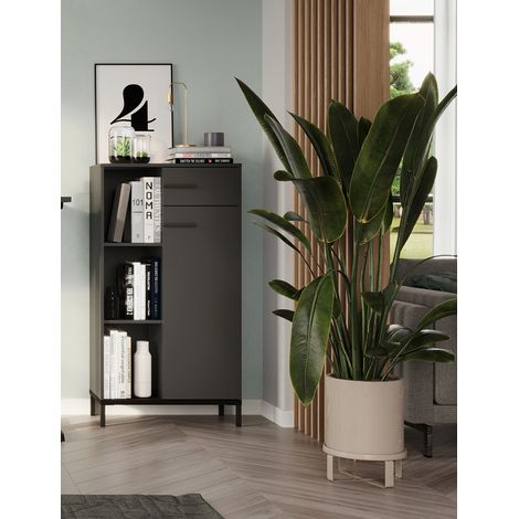 Armoire de bureau moderne H 120 cm graphite Vigor (1/5)