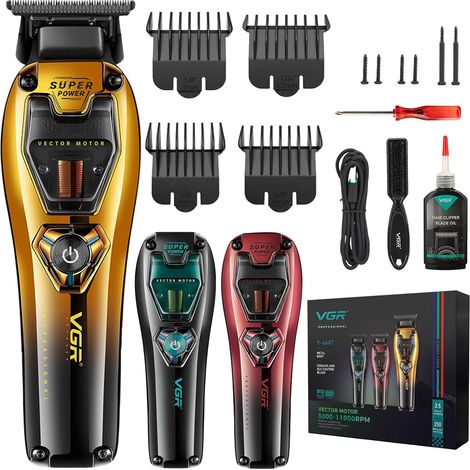 668T Tondeuse Cheveux Hommes Sans Fil Avec 2 Coques Interchangeables Tondeuse Finition Avec Moteur Vectoriel 8000–11000 Tr/min, Trimmer For Men, Tondeuse De Finition Avec 4 Sabots (1/5)