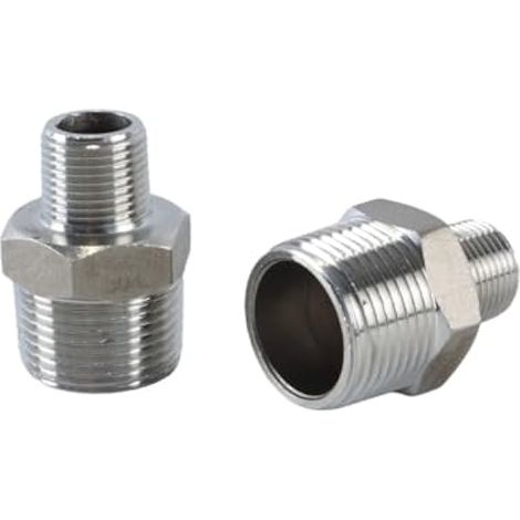 2 pièces de manchons réducteurs hexagonaux en acier inoxydable 304, filetage mâle 3/4 pouce vers filetage mâle BSP 3/8 pouce, pour la conversion des raccords de tuyauterie (1/5)