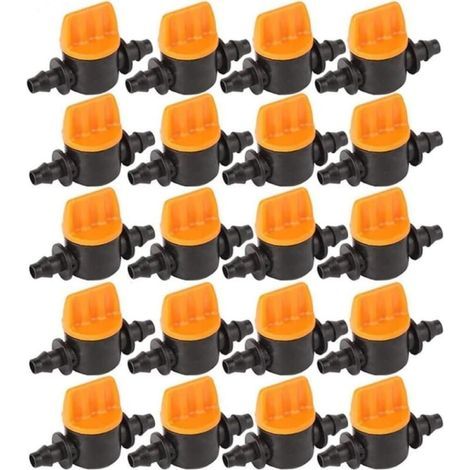 40 vannes pour tuyaux d'irrigation, vannes pour irrigation goutte à goutte avec vannes d'arrêt pour tuyaux d'irrigation cannelés (1/5)