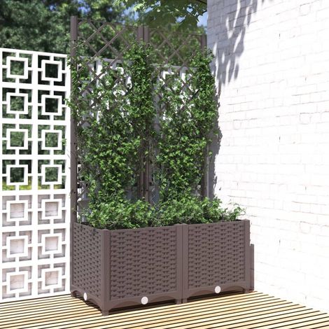 Jardinière, Pot de fleurs avec treillis Marron 80x40x136 cm PP BVM88454 (1/5)