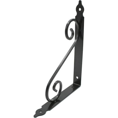 Équerre Murale - 2 Pièces - Métal Fer Forgé Noir - Support Robuste pour Étagère - Intérieur et Extérieur - 240 x 190 mm (1/4)