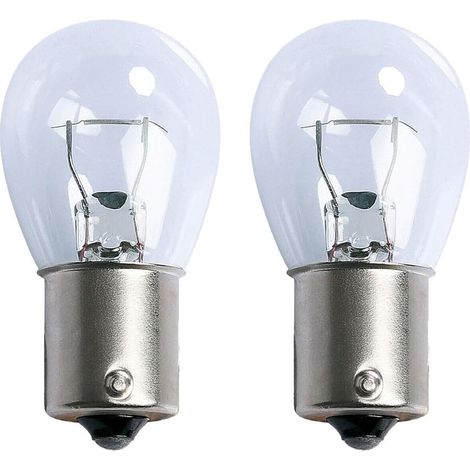 Clear Glass Brake Light Bulb, Offset Pin, Single Filament BA15s 382 P21/5W 12V – Pair of Car Brake Light Bulbs