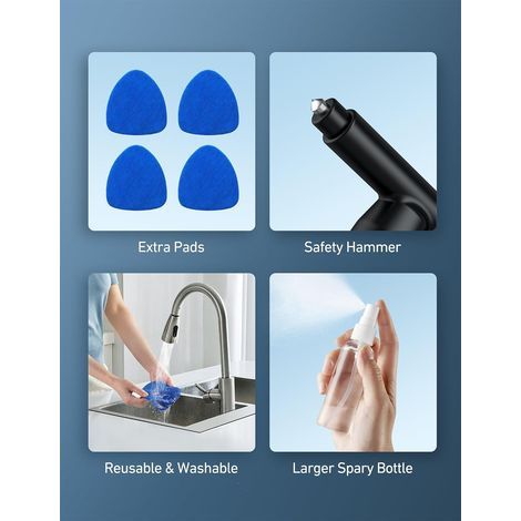 Outil de nettoyage de pare-brise - kit de nettoyage intérieur de voiture - avec manche extensible et 4 chiffons réutilisables en fibres ultra-fines - kit de nettoyage de vitres de voiture - bleu (1/5)