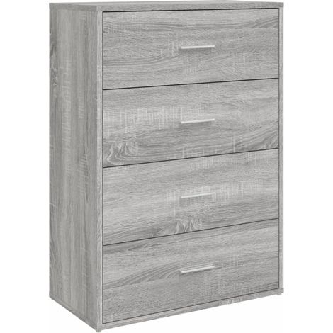Credenza cassettiera mobile contenitore organizer cucina soggiorno salotto sonoma 60 x 31 x 84 cm legno ingegnerizzato grigio 020036389