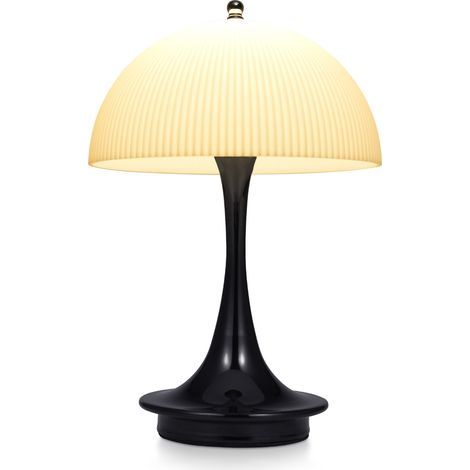 3W Wireless Mushroom Table Lamp, 2000mAh Battery, 3 Dimmable Levels, Retro Bedside Lamps for Bedroom and Living Room (1/5)