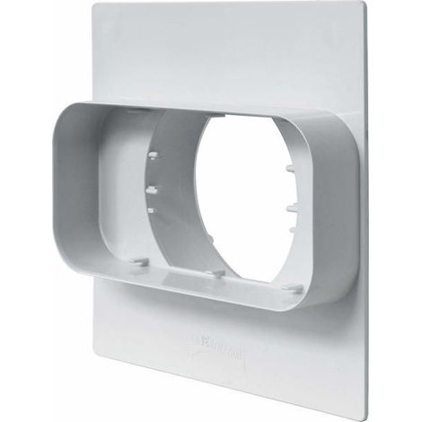 La Ventilazione PM157100B Plaque de passage murale ronde pour tuyau rectangulaire 150 x 70 mm - 100 mm Blanc