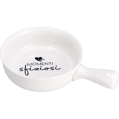 Ciotola in Ceramica Snack Antipasto Bianca con Manico 21,5 x 14,5 x 4 cm (1/2)