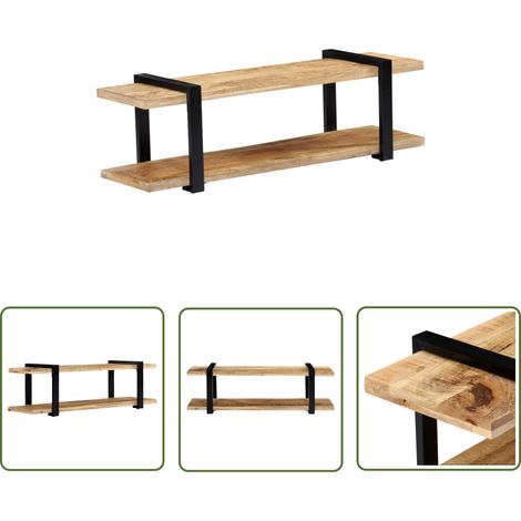 The Living Store Meuble TV 247885 cm Bois de manguier massif - Meuble Tv Industriel - Meuble Tv Design - Meuble Tv Bois Massif - Meuble Tv Rangement - Buffet Industriel (1/5)