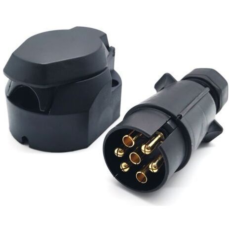 Prise Remorque 7 Broches Male Et Prise Remorque 7 Broches Femelle.12V Étanche adaptateur Prise pour Remorque 7 Broches fiche remorque 7 broches mâle pour Attelage Caravane.Porte-vélo (1/5)