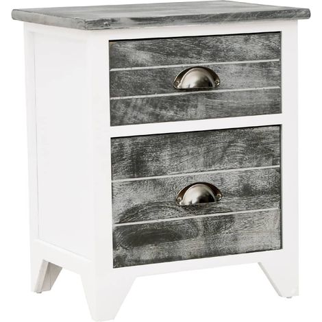 Maison Exclusive - Table de chevet Gris et blanc 38x28x45 cm Bois de Paulownia
