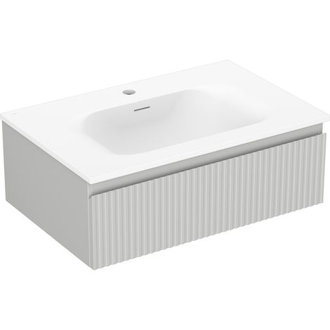 Mexen Rivel Badezimmermöbel 70 cm mit Waschbecken Vela, 1 Schublade, gerillt, grau matt/weiß matt - 91A20-07023-1-BF62-W23M01