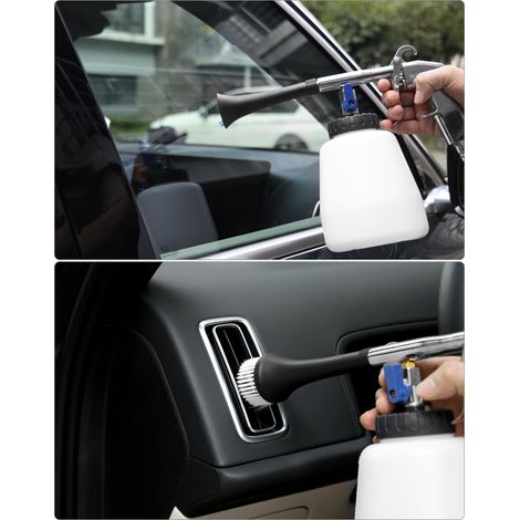 Pistola per la pulizia dell'auto 6,5-9,2 bar, pistola per la pulizia ad aria compressa con flacone di schiuma e spazzola, per interni auto (1/4)