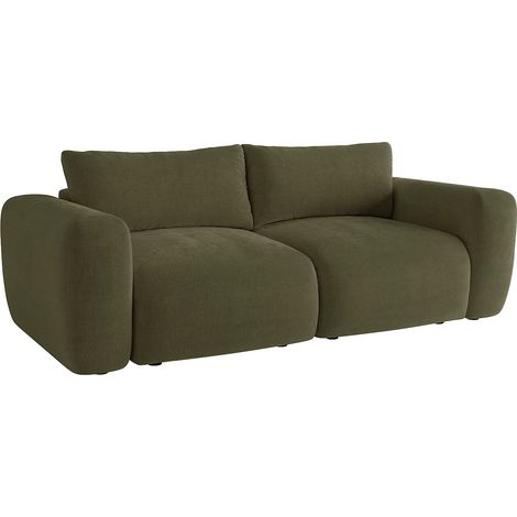 Canapé 2 places en tissu vert kaki POLIRIA (1/5)