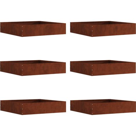 Lawn Edging 6 pcs Rusty 60 x 60 x 13 cm Weathering Steel vidaXL